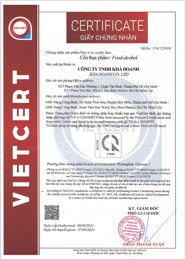 CERTIFICATE STANDARD CONFORMITY