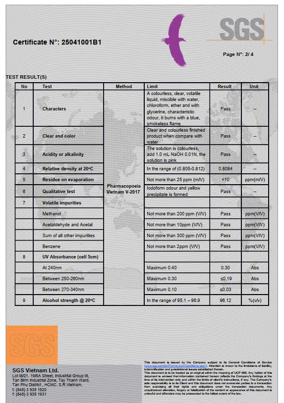 KIỂM NGHIỆM NĂM 2025 TỪ SGS CỒN ĐẠT DƯỢC ĐIỂN VIỆT NAM V